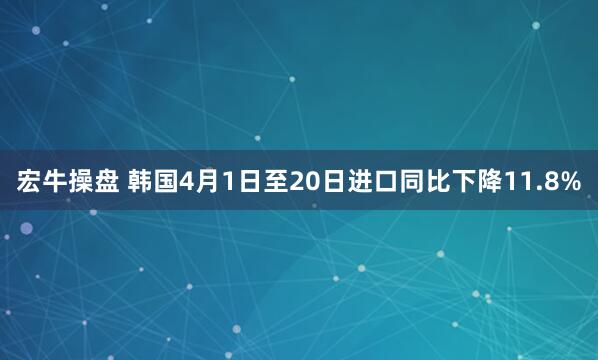 宏牛操盘 韩国4月1日至20日进口同比下降11.8%
