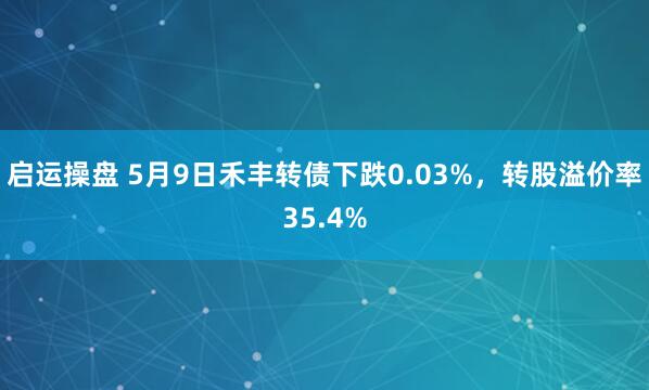 启运操盘 5月9日禾丰转债下跌0.03%，转股溢价率35.4%